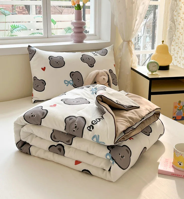 Afralia™ Cartoon Printed Summer Lightweight Cooling Blanket for Kids and Students.