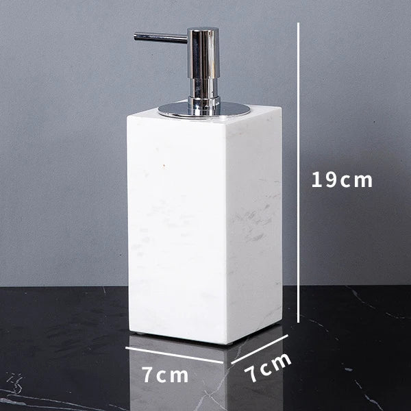 Afralia™ Volakas White Marble Bathroom Set: Soap Dispenser, Toothbrush Holder, Tray