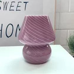 Afralia™ Striped Mushroom Glass LED Desk Lamp in Korean Ins Style