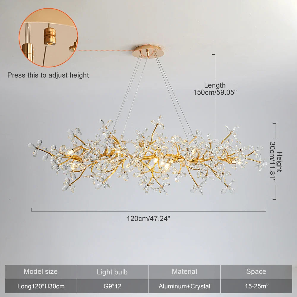 Afralia™ Crystal Flower Chandelier Light for Dining Living Room Bedroom