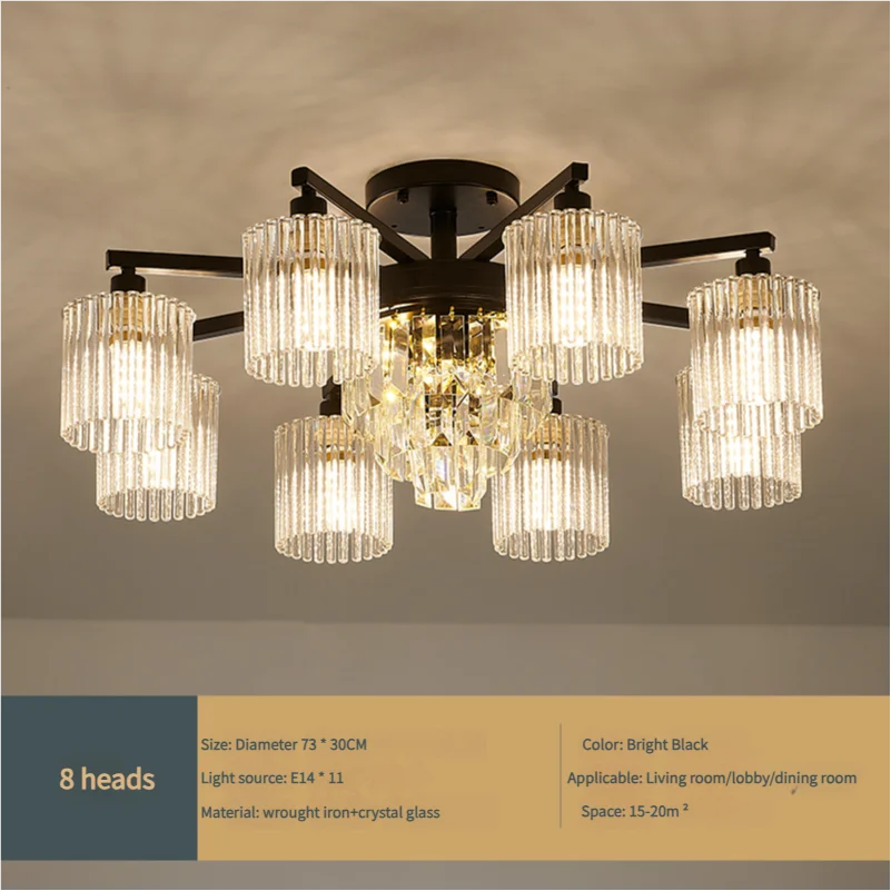 Afralia™ Modern Crystal Ceiling Lamp with Gold and Black Shade