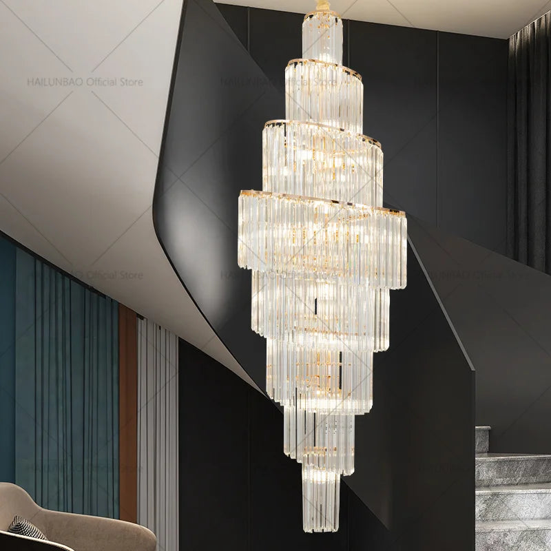 Afralia™ Crystal Chandelier for Penthouse Villa Living Room - Modern Light Luxury Design