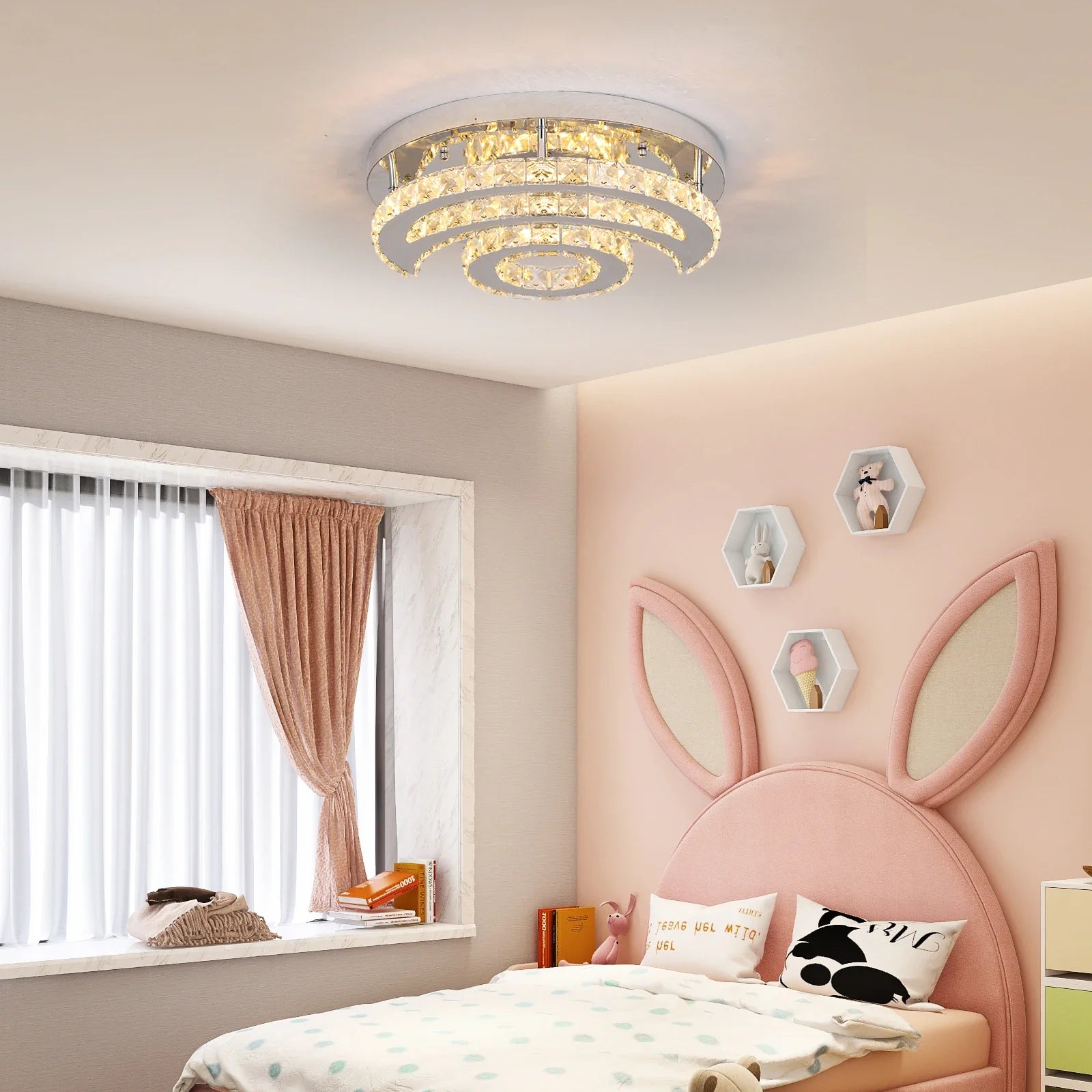 Afralia™ Crystal LED Sun Moon Chandelier Pendant Light for Living Dining Bedroom