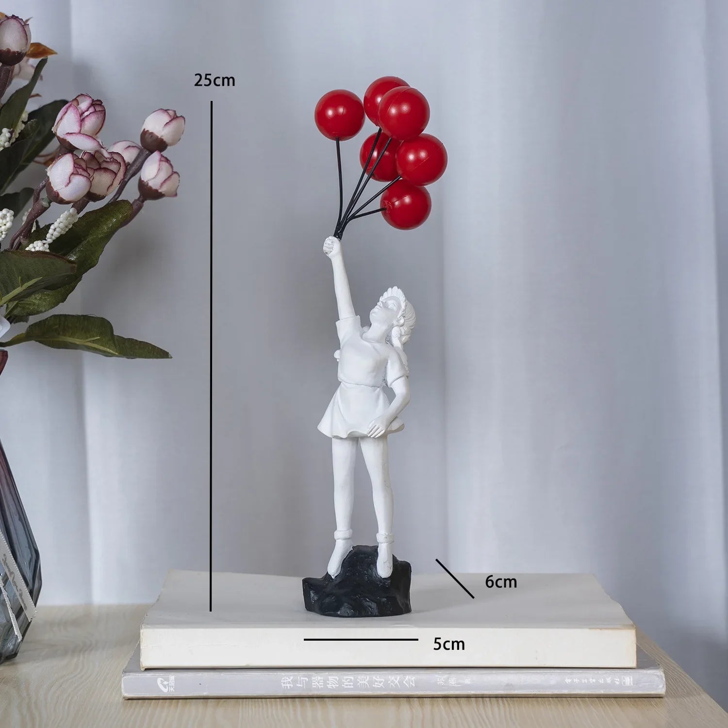 Afralia™ Flying Love Balloon Girl Sculpture: Abstract Modern Home Office Decor & Gift