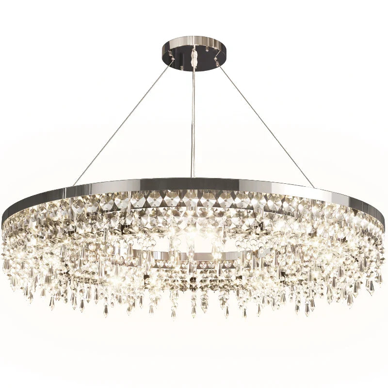 Afralia™ Crystal Circle LED Chandelier for Modern Luxury Living Room Decor