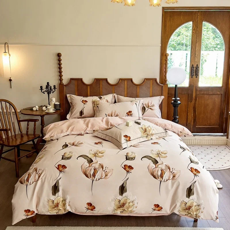 Afralia™ Cotton Bedding Set Queen King Size Sheet Pillowcase Blanket Cover