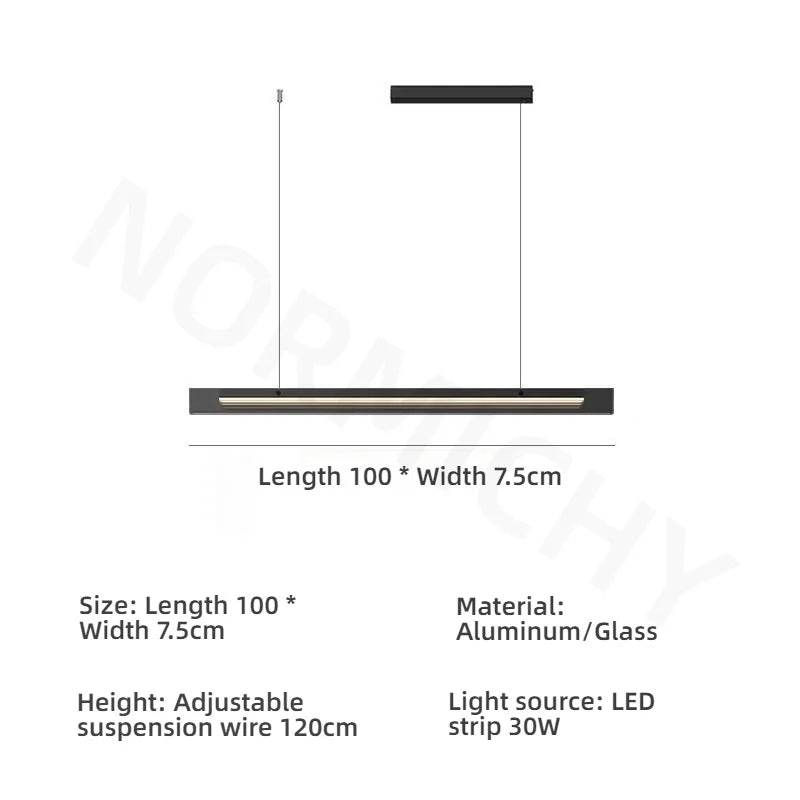 Afralia™ Glass Pendant Light Bar LED Linear Strip Modern Lighting