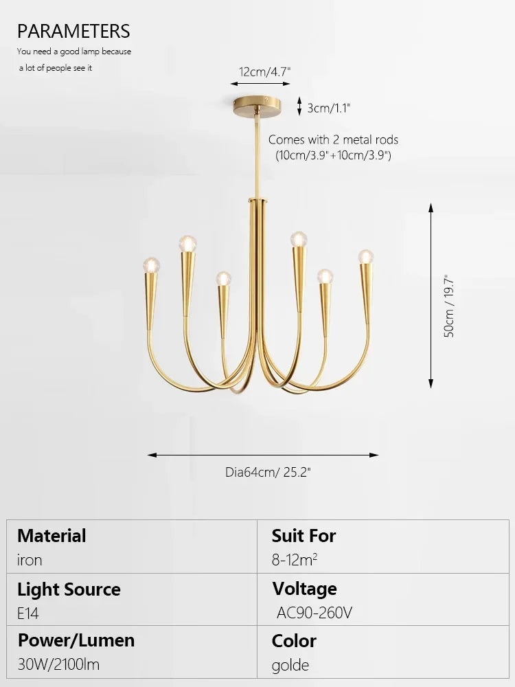 Afralia™ Brass Chandelier: Stylish Pendant Lights for Dining Room, Living Room, Kitchen Island & Bedroom