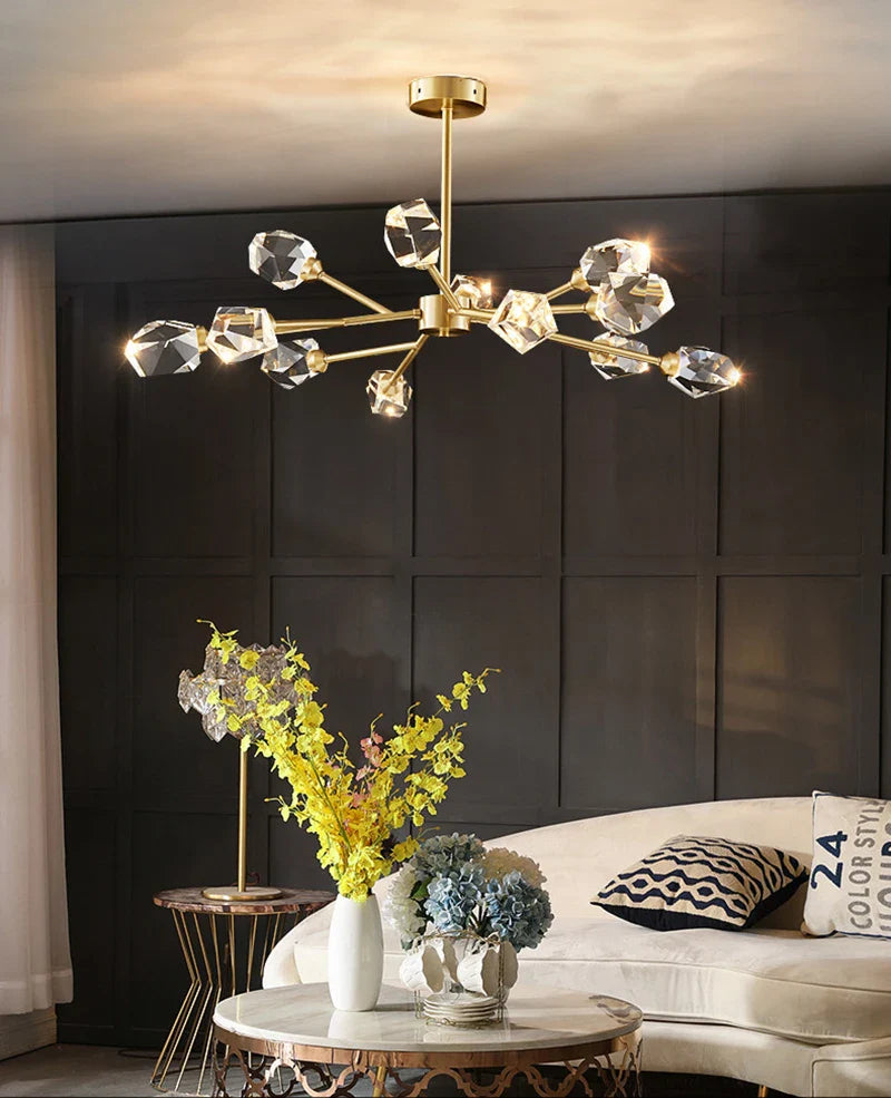 Afralia™ Modern Diamond Crystal Chandelier LED Light Fixtures for Kitchen Living Room