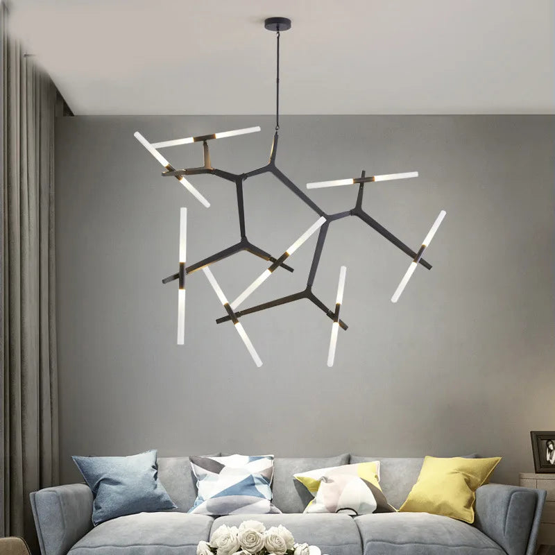 Afralia™ LED Chandelier: Modern Gold Black Ceiling Pendant for Kitchen Dining Living Bedroom