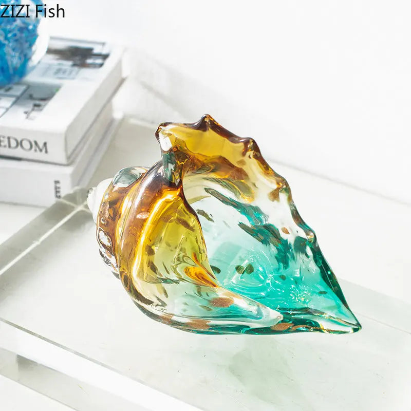 Conch Shell Sculpture by Afralia™ - Modern Transparent Decor Ornament for Aesthetic Rooms