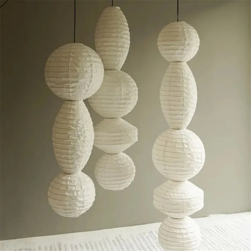 Akari Paper Pendant Lamp by Afralia™ - Noguchi Style Chandelier for Living Room & Bedroom