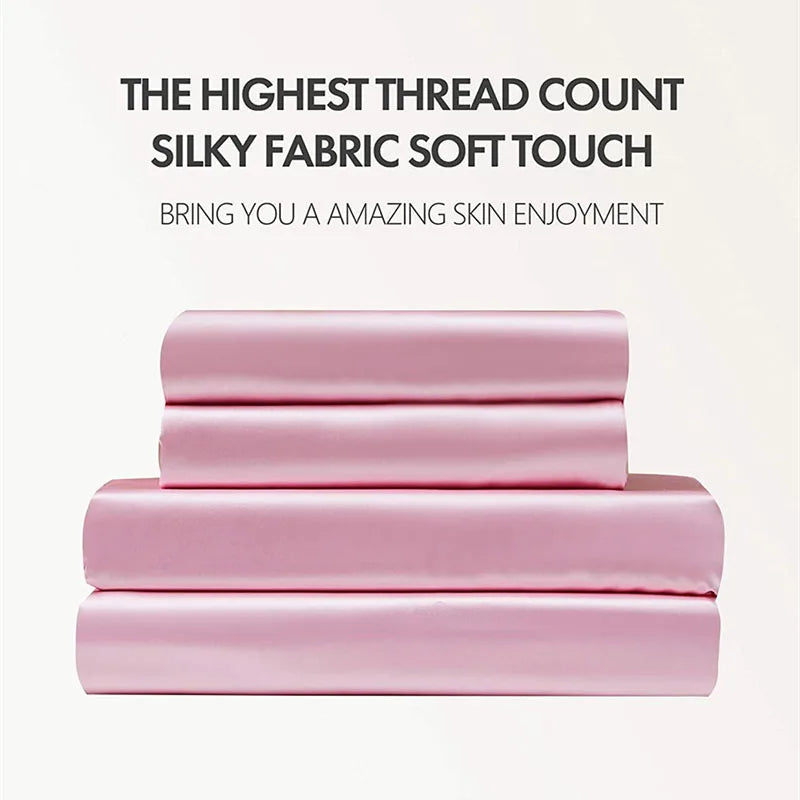 Afralia™ Satin Bed Sheet Set for Luxury High-End King Queen Twin Full Size Bed