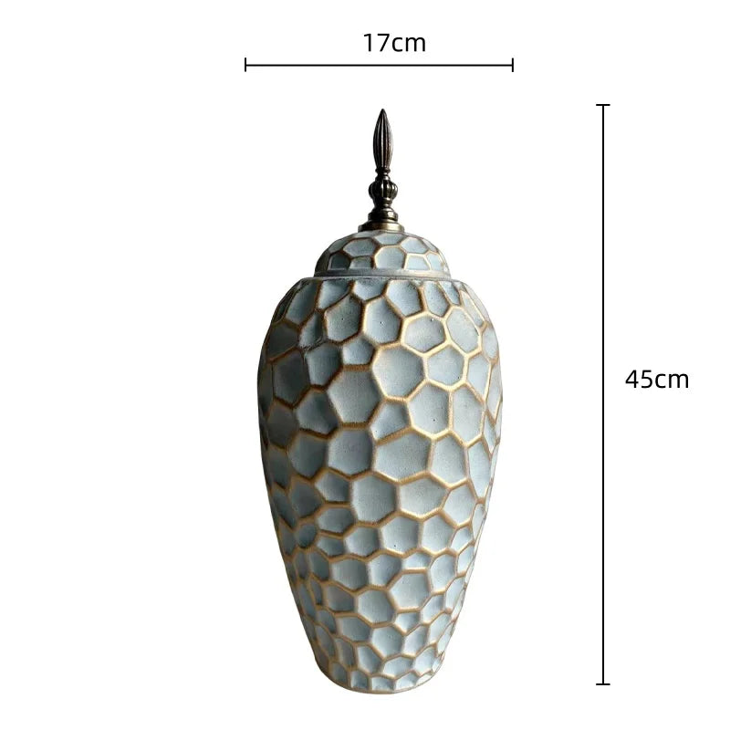 Afralia™ Geometric Diamond Check Ceramic Vase: Home Decor Floral Arrangement & Accessories