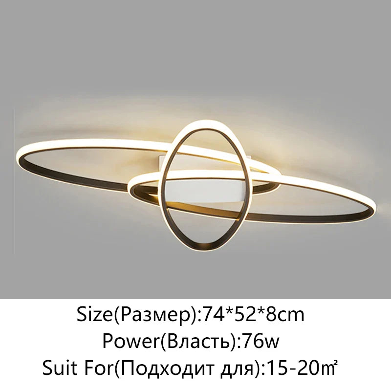 Afralia™ Oval Black LED Ceiling Light for Living Room, Bedroom, Kitchen, and Study