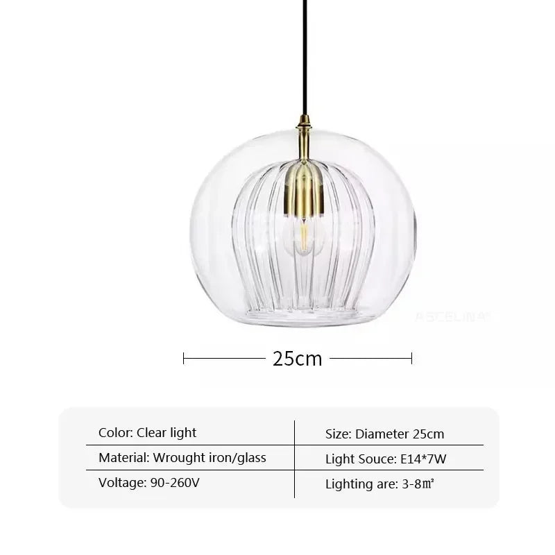 Afralia™ Nordic Glass Pendant Light LED Hanging Lamp for Home Indoor Decor