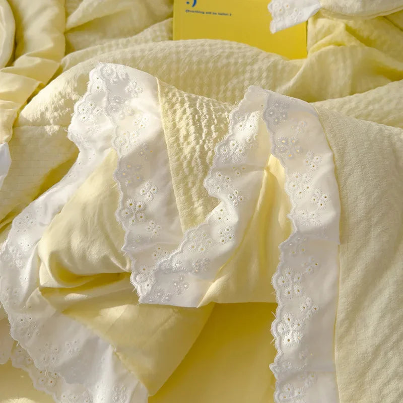 Afralia™ Summer Lace Ruffle Blanket - Skin-Friendly Cooling Quilt, Girly Fresh Style