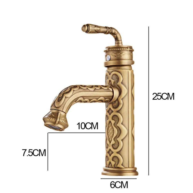 Afralia™ Vintage Antique Brass Basin Faucet with 360° Swivel Spout, Single Handle Mixer