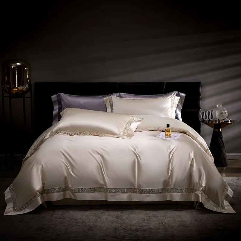 Afralia™ Damask Lyocell Cotton Bedding Set with Soft Silky Finish