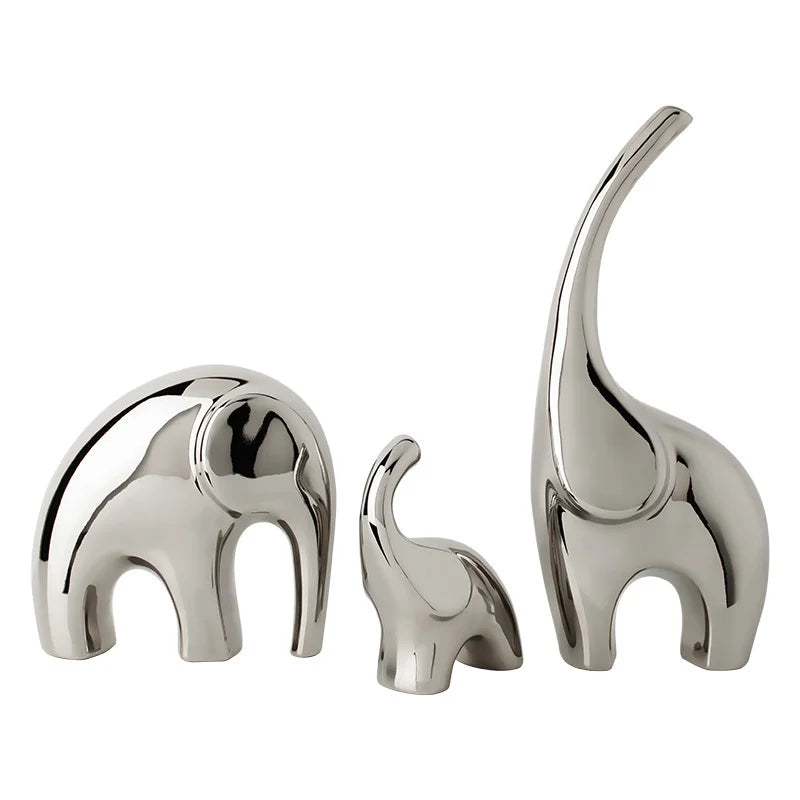 Afralia™ Silver Elephant Ornaments for Luxe Home Decor & TV Cabinet Styling