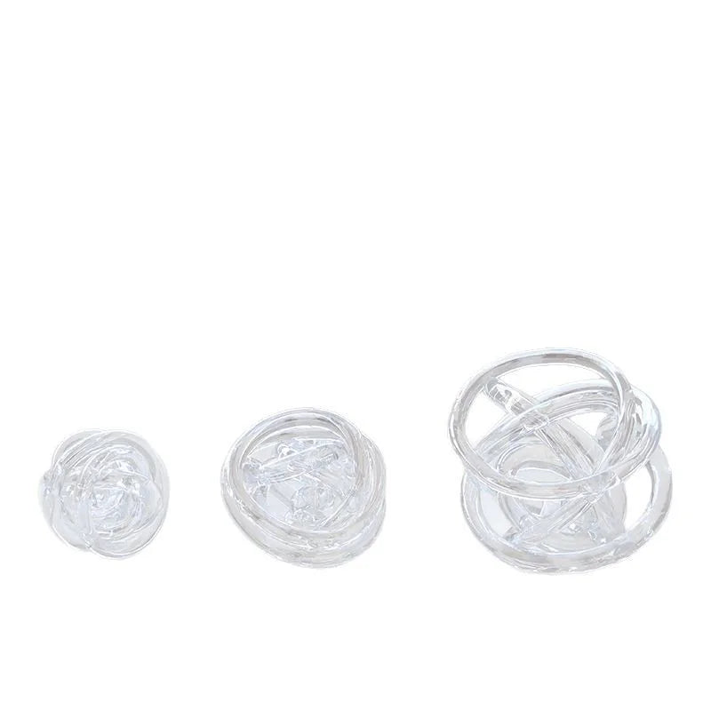 Afralia™ Glass Coil Wound Ball Ornament: Hand-made, Geometric, Transparent, Home Decoration