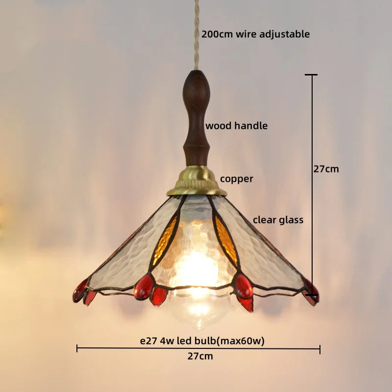 Afralia™ Pink Glass LED Pendant Lights Copper Modern Hanging Lamp Home Decor
