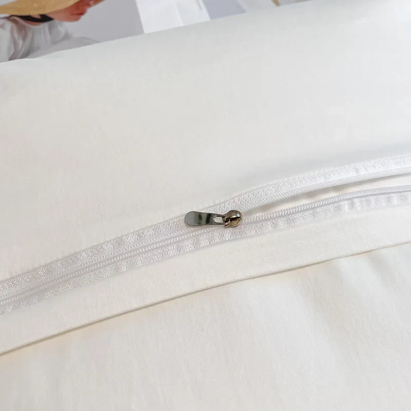 Afralia™ Chic Flowers Embroidery Princess Bedding Set - 100% Egyptian Cotton - Duvet Cover, Sheet, Pillowcases