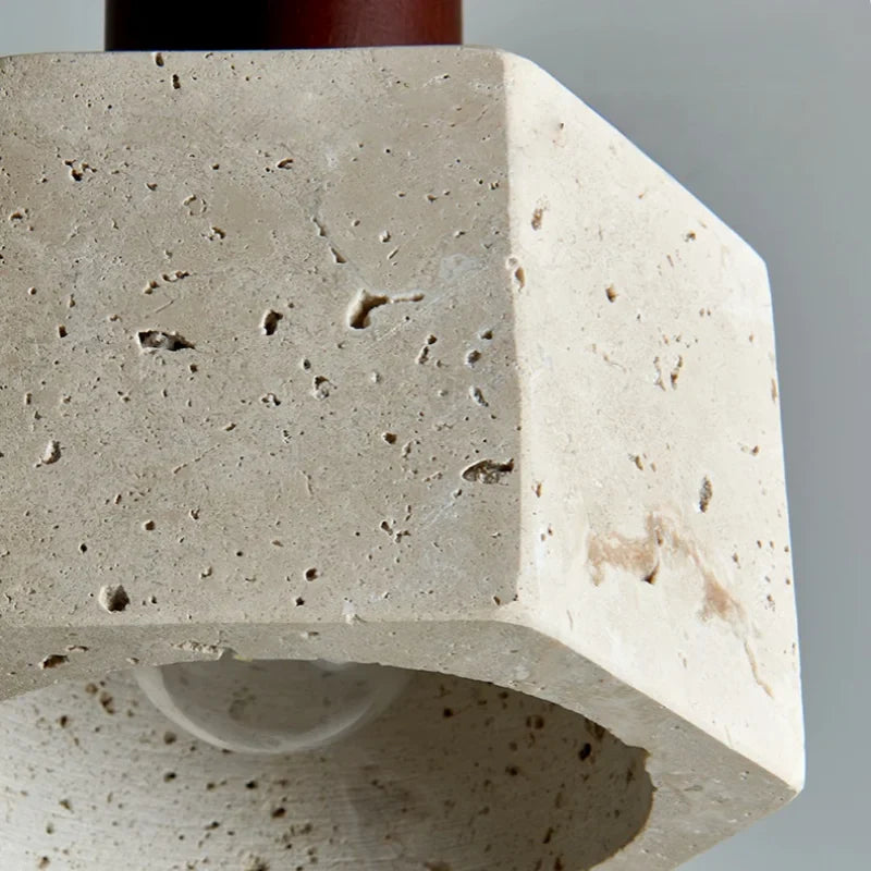 Afralia™ Yellow Travertine LED Pendant Lights | Mid Century Modern Hanging Lamp for Home and Kitchen