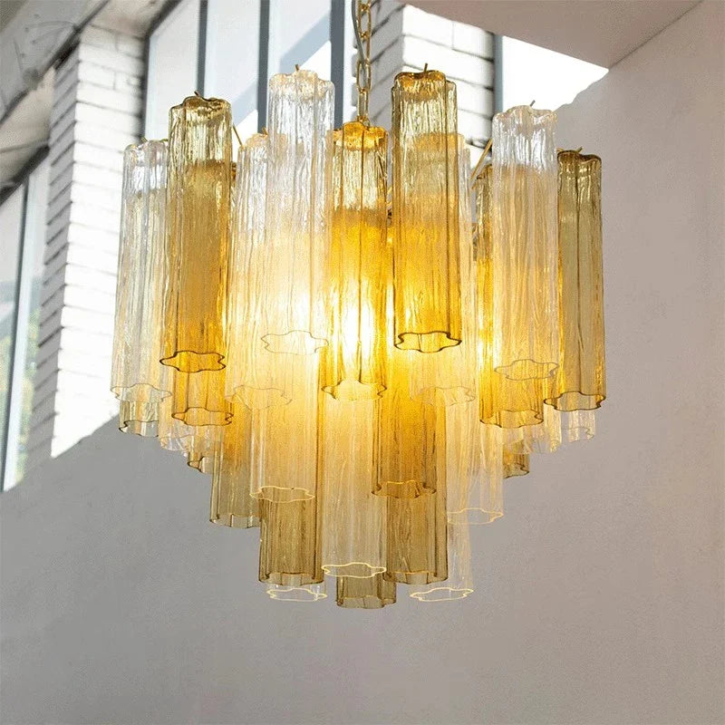 Afralia™ Modern French Design LED Stained Glass Chandelier for Kitchen Bedroom