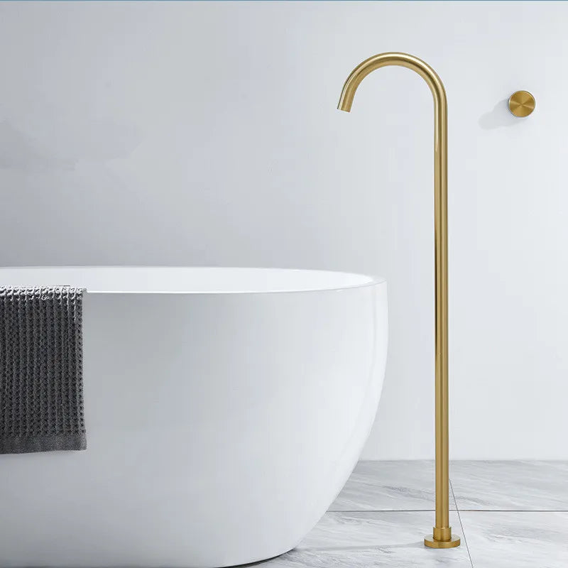 Afralia™ Brushed Gold Black Floor Mounted Bathtub Shower Faucet