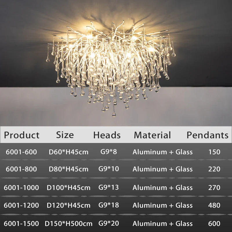 Afralia™ Teardrop Crystal Ceiling Chandelier - Modern Luxury Branch Crystal Chandeliers