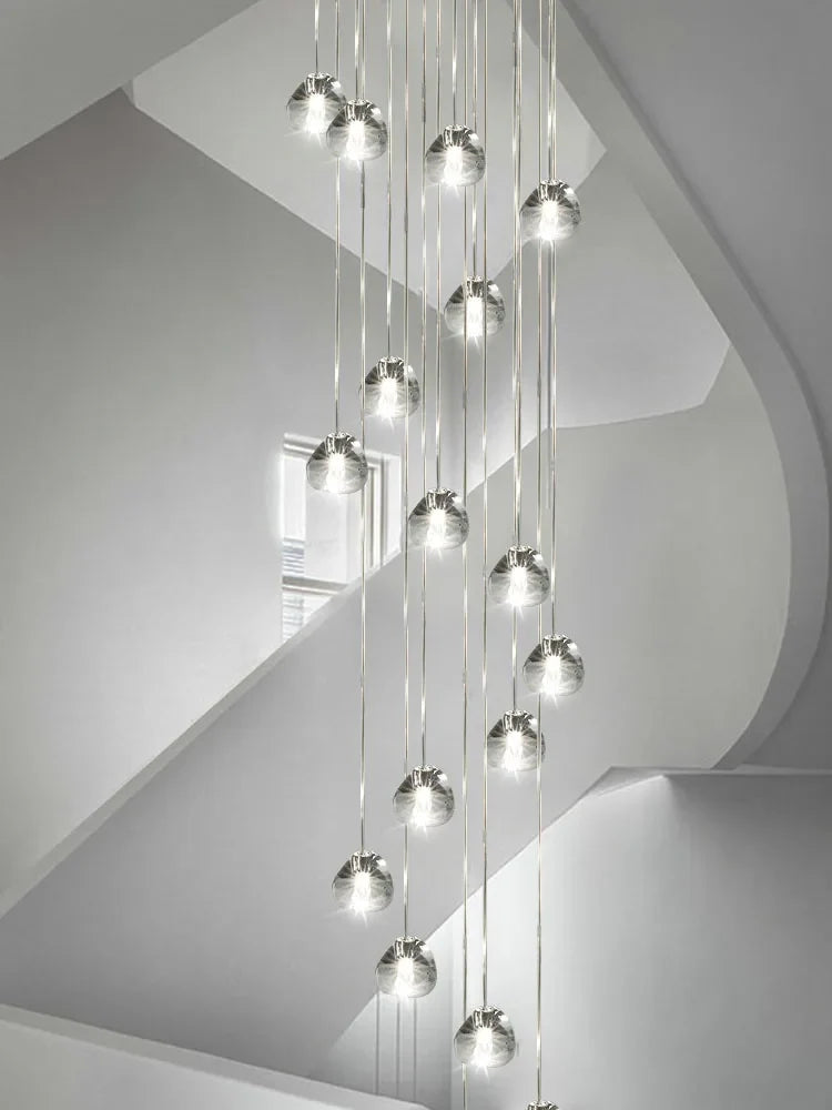 Afralia™ Luxury Spiral Staircase Chandelier LED Pendent Lamp for Stylish Living Room