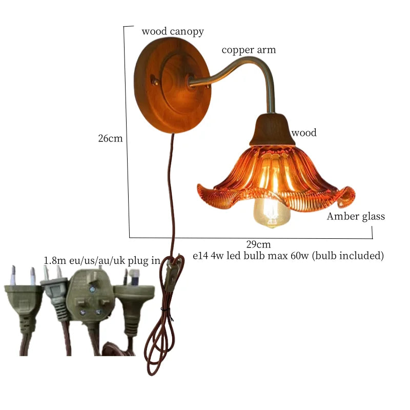 Afralia™ Flower Glass LED Wall Lamp, Nordic Modern Design for Bedroom, Living Room, Bathroom
