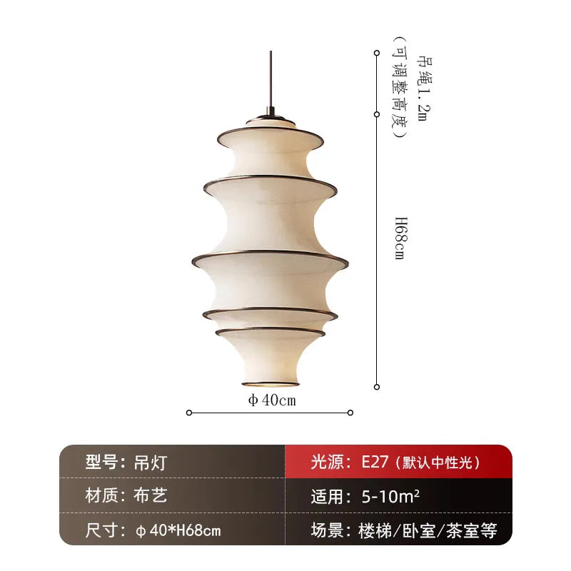 Afralia™ Wabi-Sabi Fabric Art LED Pendant Light for Home Decor and Hospitality