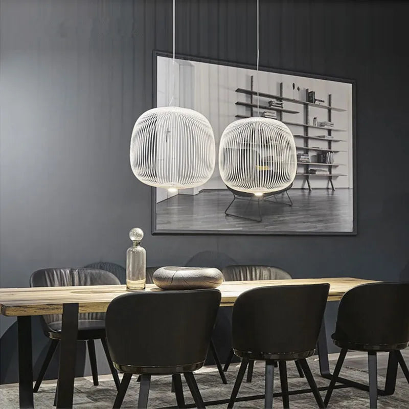 Afralia™ Modern LED Bird Cage Pendant Light Industrial Design