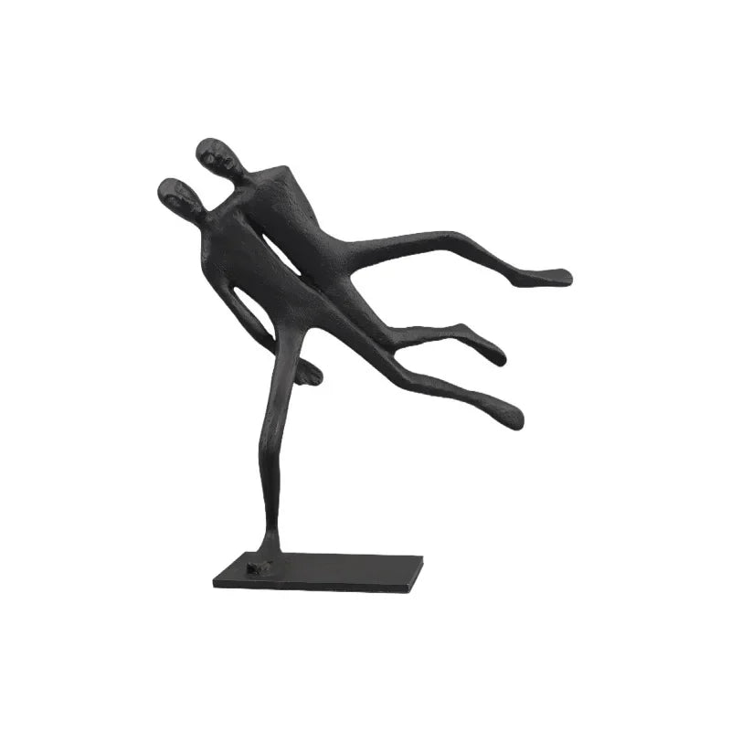 Afralia™ Iron Man Abstract Sculpture Black Metal Figurine Decor for Room Aesthetics