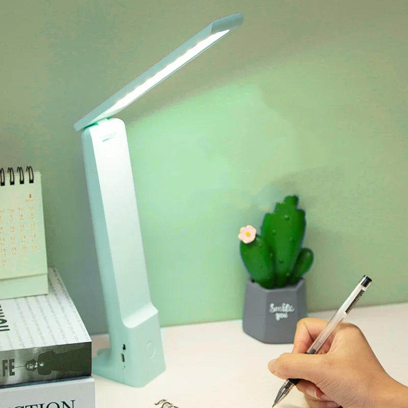 Afralia™ LED Desk Lamp: 3 Colors Touch Dimmable Foldable USB Rechargeable Reading Light