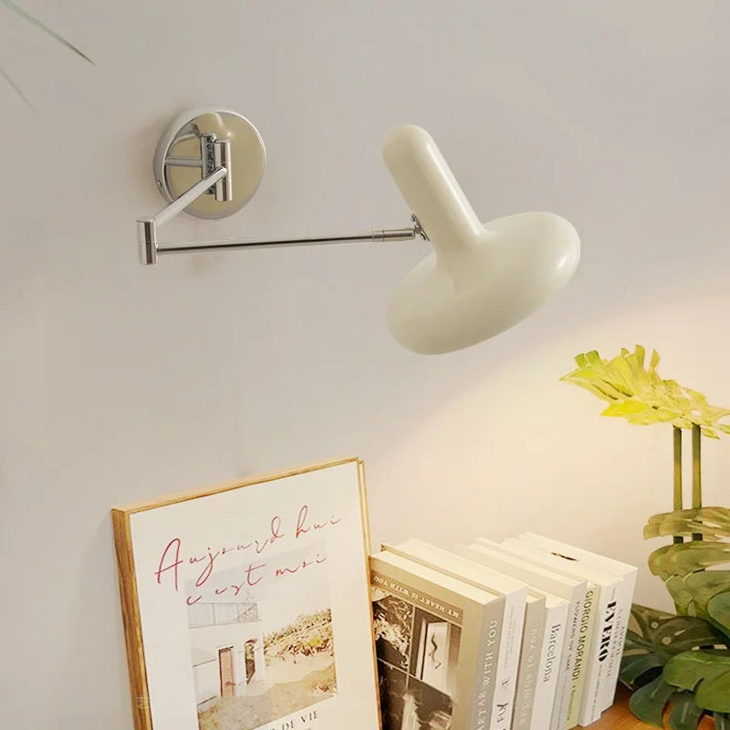 Afralia™ Swing Arm LED Wall Lamp Cream for Living Room Bedside Mirror Light