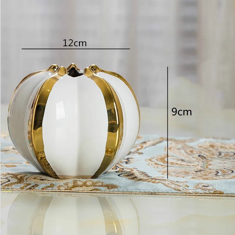 Afralia™ Ceramic Pumpkin Petal Vase Handmade Modern Home Decor Flower Arrangement