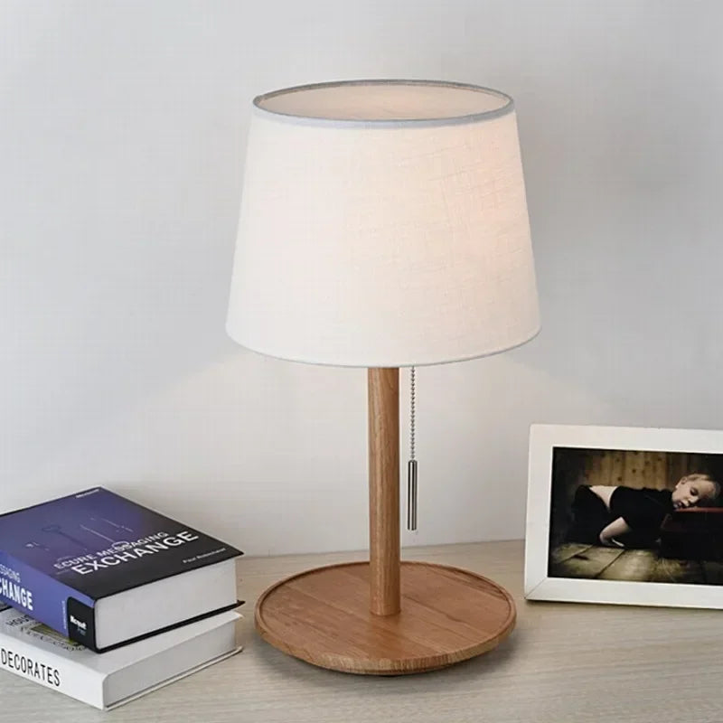 Afralia™ Nordic Wood Table Lamp - Walnut & Cloth Shade