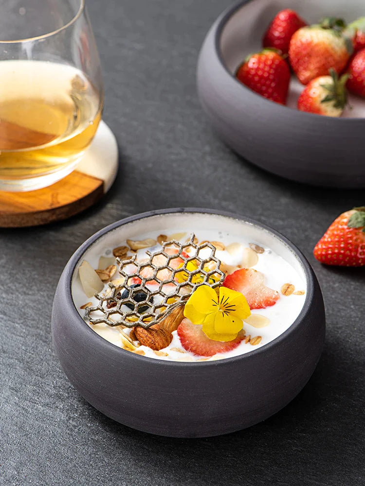 Afralia™ Japanese Ceramic Round Bowl - Restaurant Tableware and Household Snack Fruit Dessert Bowl