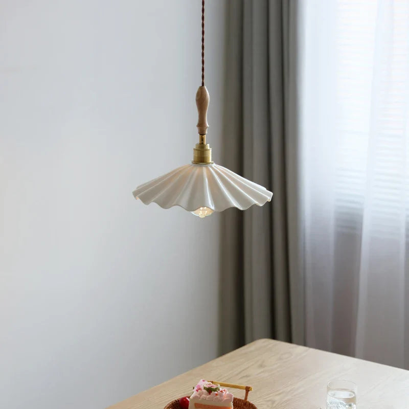 Afralia™ Ceramic LED Pendant Light: 30CM, Home Decor, Bedroom, Living Room, Dinning, Wood & Copper Socket