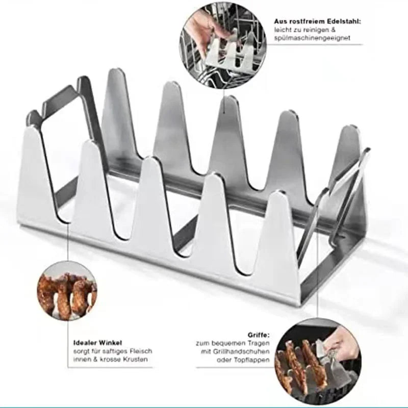 Afralia™ Stainless Steel Rib Rack for Multi Grill, Roasting, and BBQ Tools