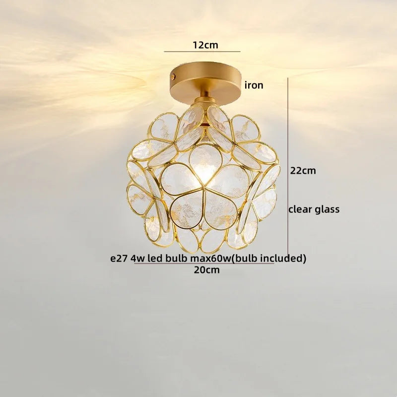 Afralia™ Nordic Flower Ball LED Ceiling Lights Copper Glass Chandelier