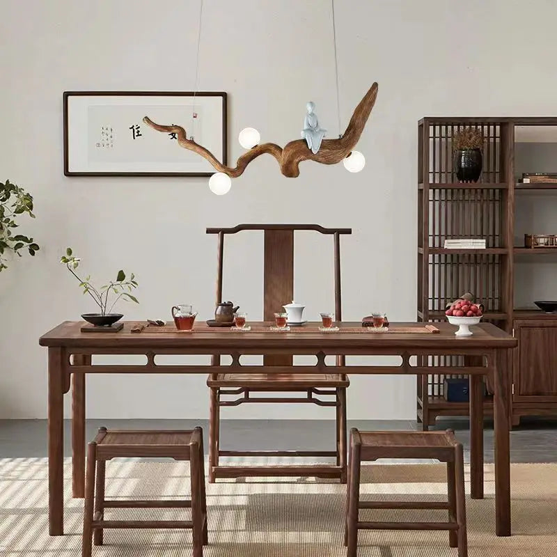 Afralia™ Zen Resin Branches Pendant Lights Tea House LED Hanging Lamp Fixtures
