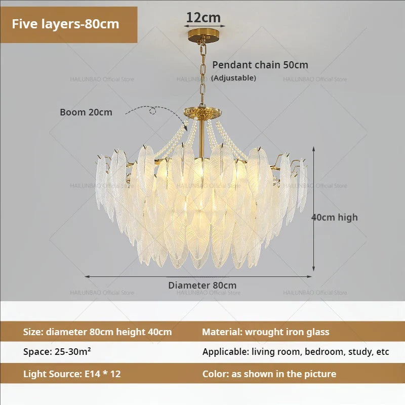 Afralia™ Cream Wind Feather Pearl Crystal Chandelier for Luxury Living Room and Bedroom
