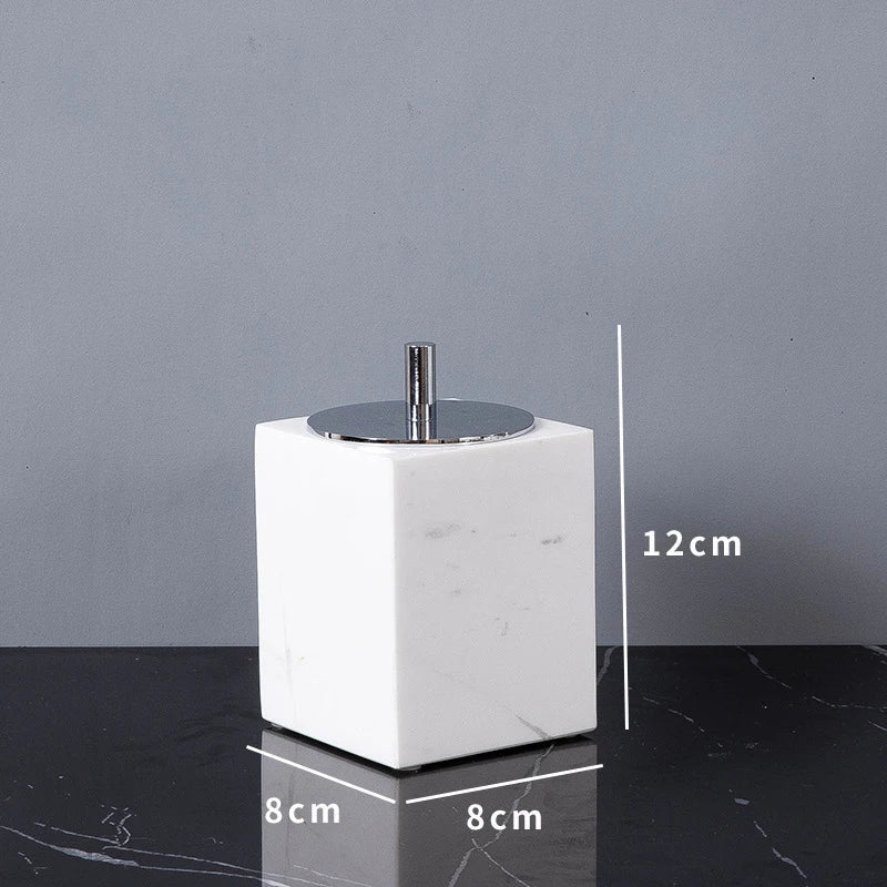 Afralia™ White Volakas Marble Bathroom Accessories Set