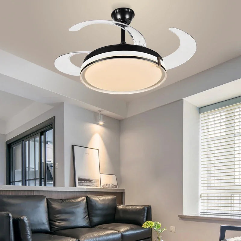 Afralia™ Remote Control LED Ceiling Fan with Retractable Blades for Living Room