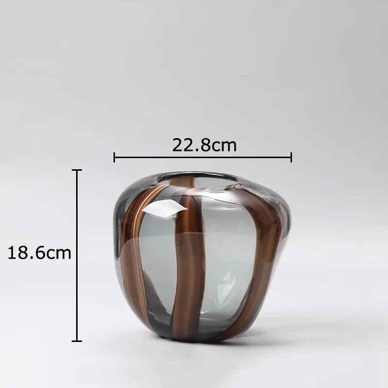 Afralia™ Striped Glass Vase: Creative Flower Arrangement Hydroponics Plant Pot Room Decor