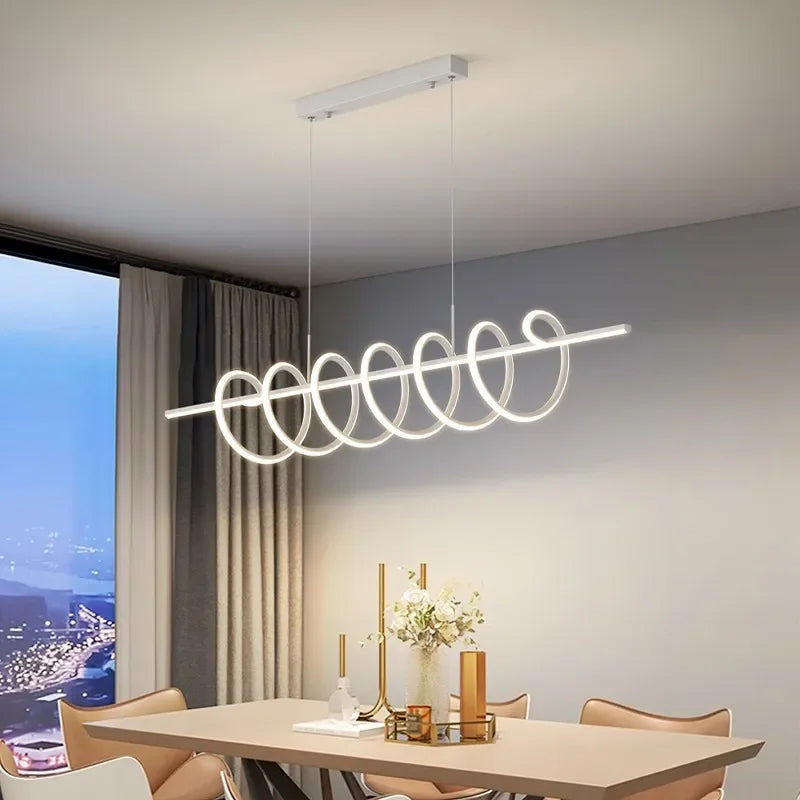 Spiral Aluminum LED Chandeliers by Afralia™ - Modern Design for Dining Room, Bedroom, Kitchen